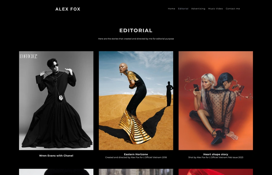 Screenshot from www.alexfoxcreative.com