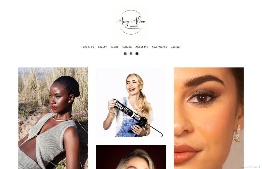 Screenshot from www.amyalicemakeup.com