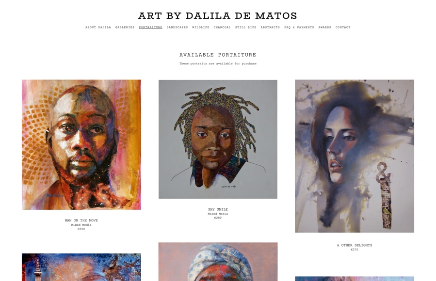 Screenshot from www.artbydaliladematos.com
