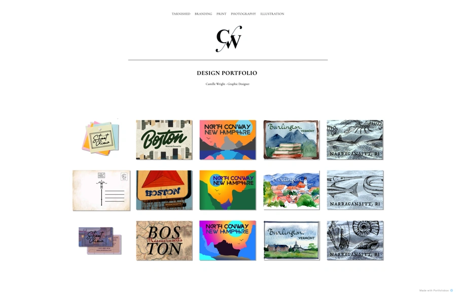 Screenshot from www.camillewright.site