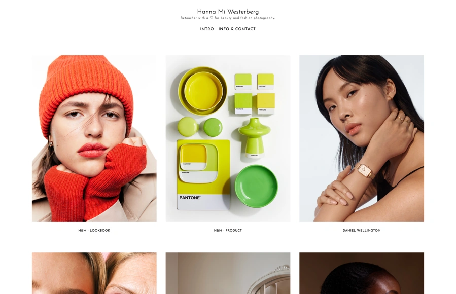 Screenshot from www.hannamiwesterberg.com