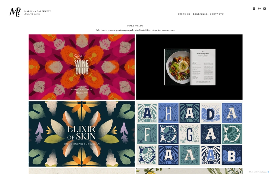 Screenshot from www.marianacarpineto.com