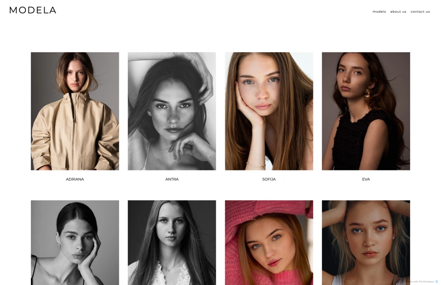 Screenshot from www.modela.site