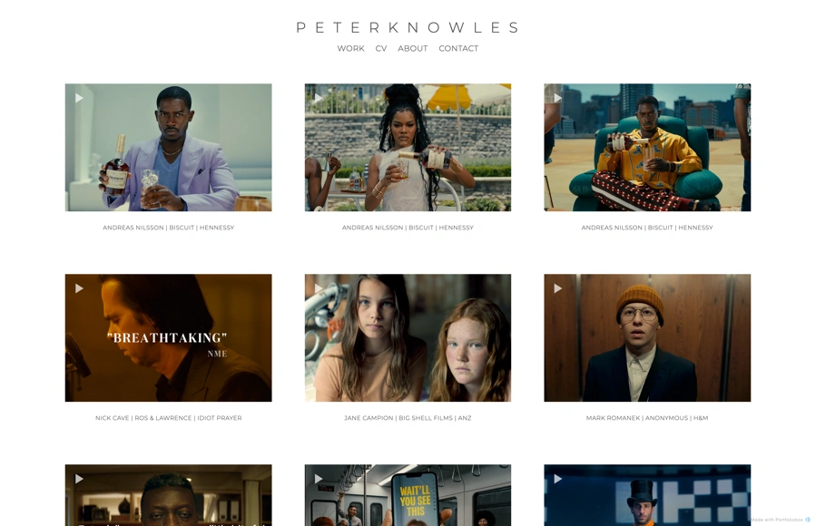 Screenshot from peterknowles.portfoliobox.net
