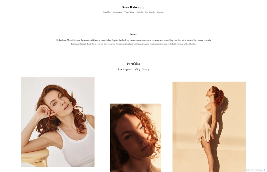 Screenshot from www.sararabenold.com