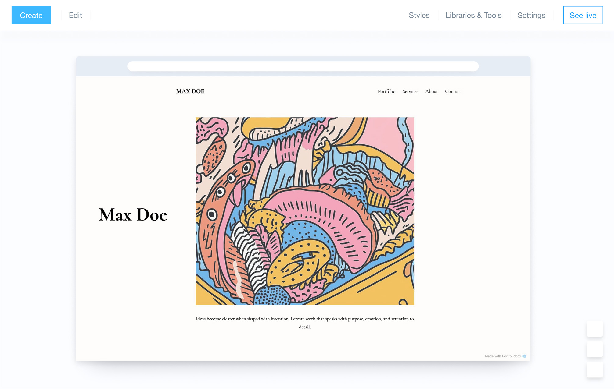 Portfoliobox Web Sitesi Oluşturucu'daki Yönetim Paneli